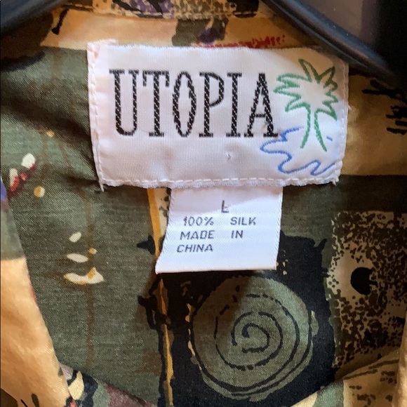 Utopia Short Sleeve Silk Shirt Whisper Weight Mens Large - Picture 2 of 6